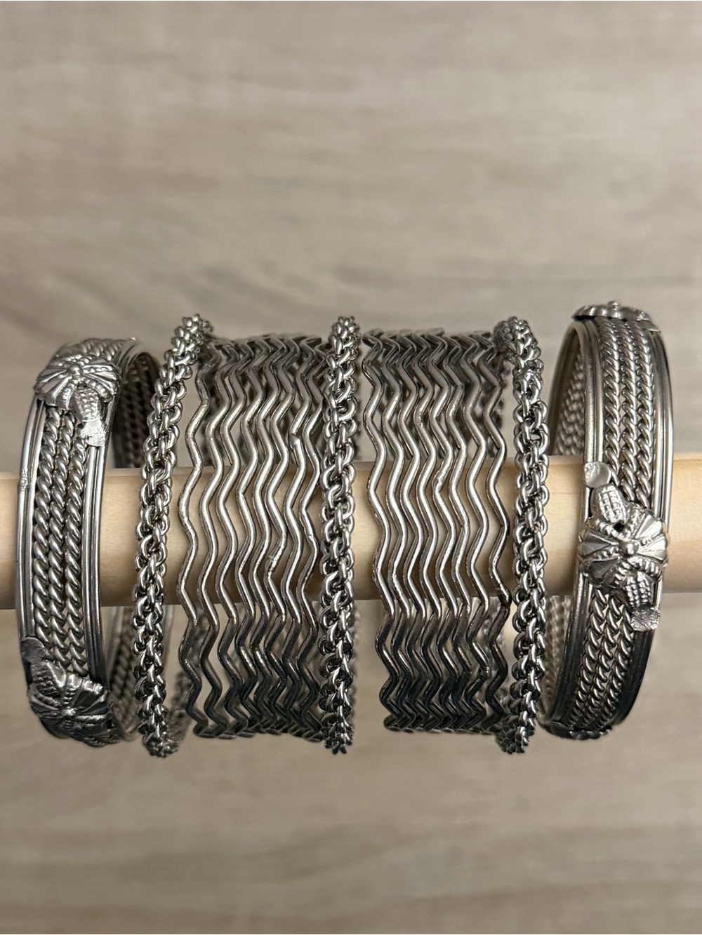 21pc Silver Tone Metal Bracelet Stack Set Boho Statement Bangles New